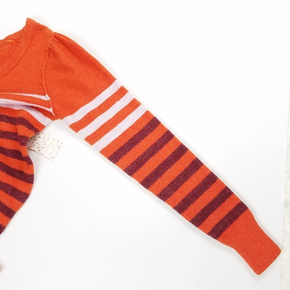 Free People Striped Complete Me Sweater M Orange - Picture 7 of 9
